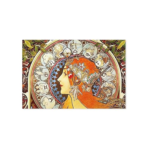 12477591 CafePress 알퐁스 무하 라 플룸 조디악 엽서 (패키지 엽서(8장 패키지) 6x4 광택 인쇄 메모