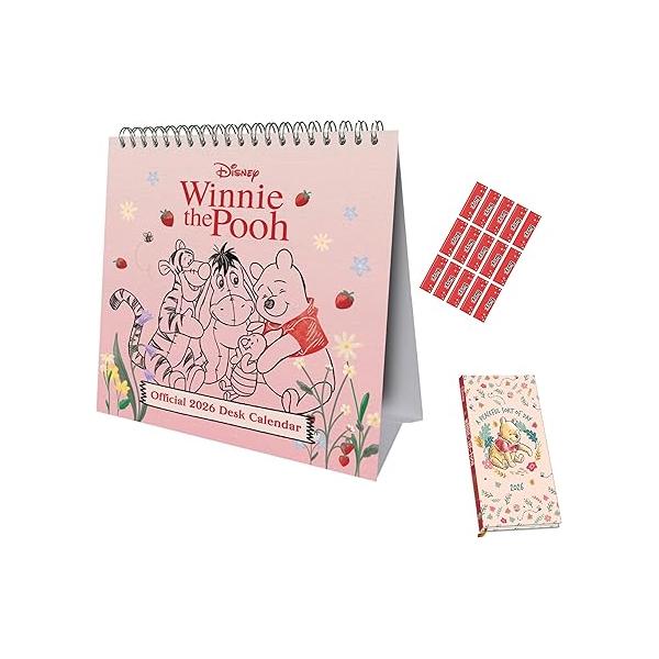 12499411 위니 더 푸 2026 데스크 이젤과 슬림 포켓 다이어리 선물 세트 번들 무료 정리 스티커 제공