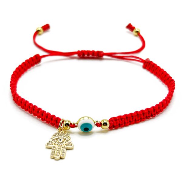 수제 행운 보호 빨간 끈 팔찌 악마의 눈 하마 손 펜던트