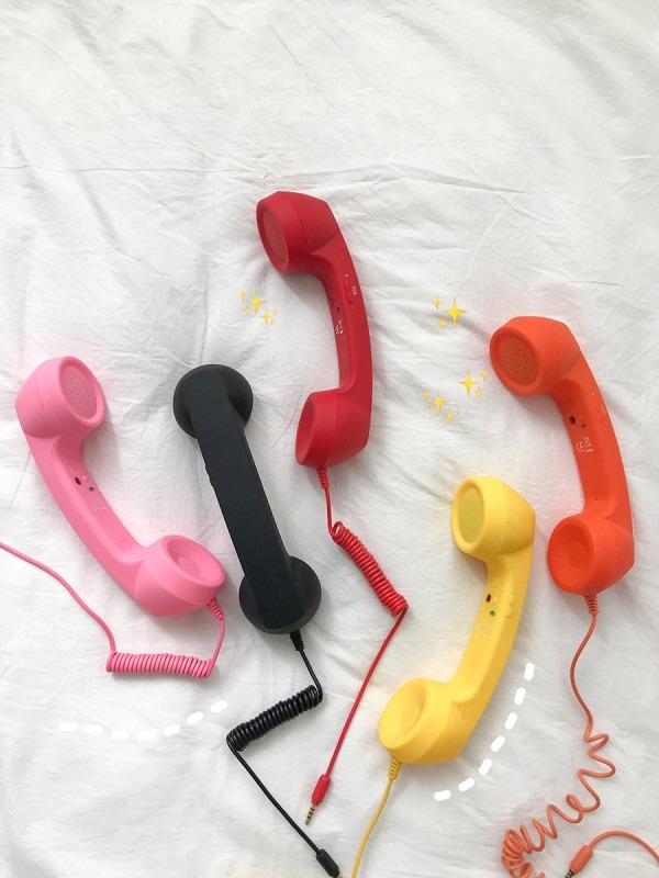 스마트폰 수화기 이어폰 레트로 빈티지 옛날 전화기 연결