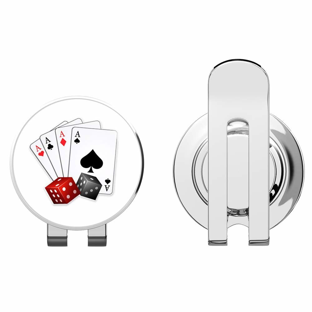 [오늘출발]888 그래픽 카드 주사위 카지노 포커 플레이어 블랙잭 골프 모자 클립 마그네틱 볼 마커
