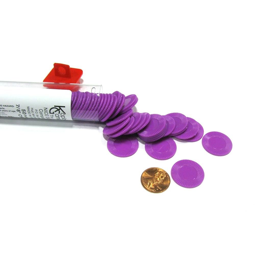 [오늘출발] 코플로우 게임즈 퍼플 미니 포커 칩 7/8인치 튜브 50개