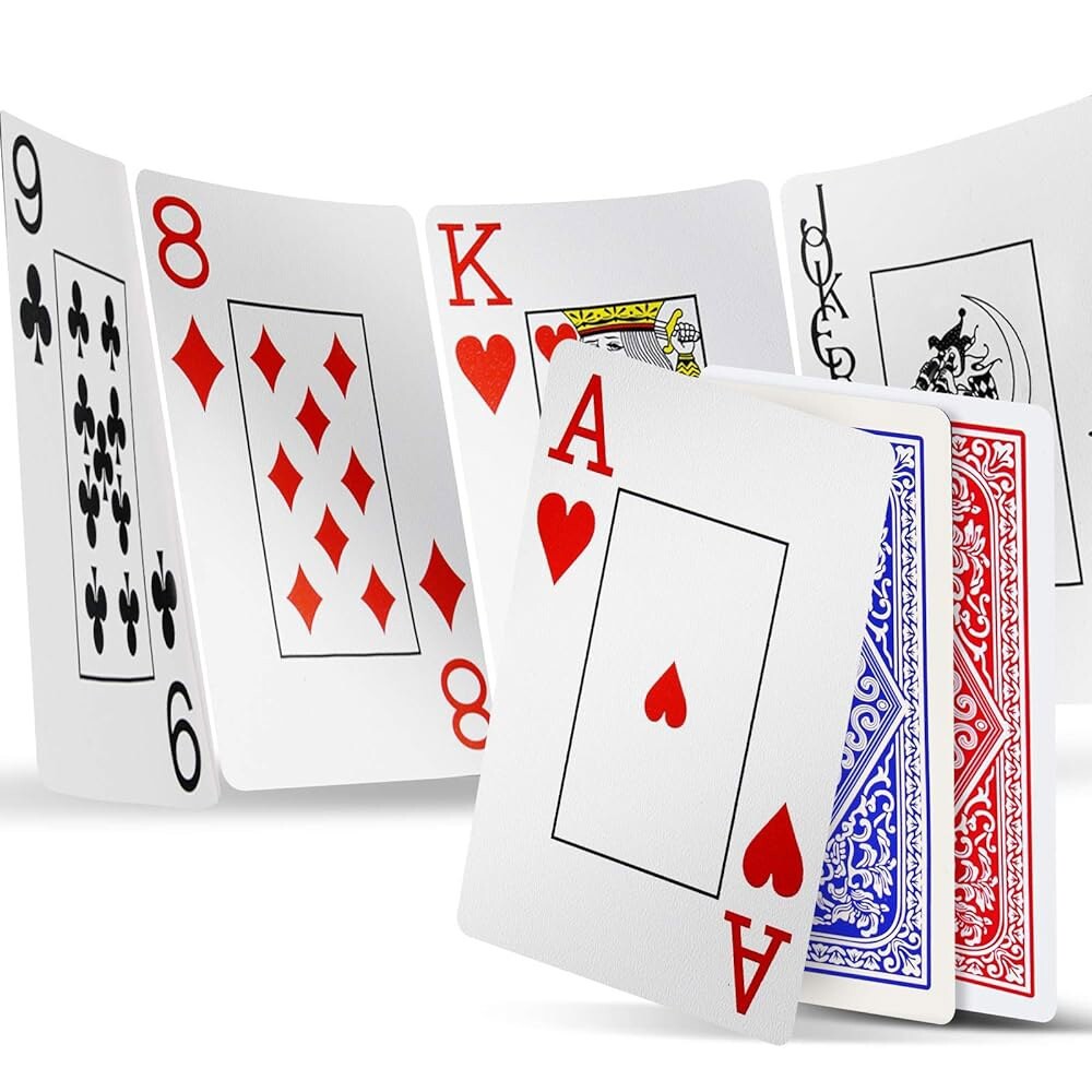 [오늘출발] INTEGEAR 플레이 카드 2 덱 방수 플라스틱 포커 텍사스 홀덤 고 피시 및 기타 게임 표준 점보 인덱스 2.5