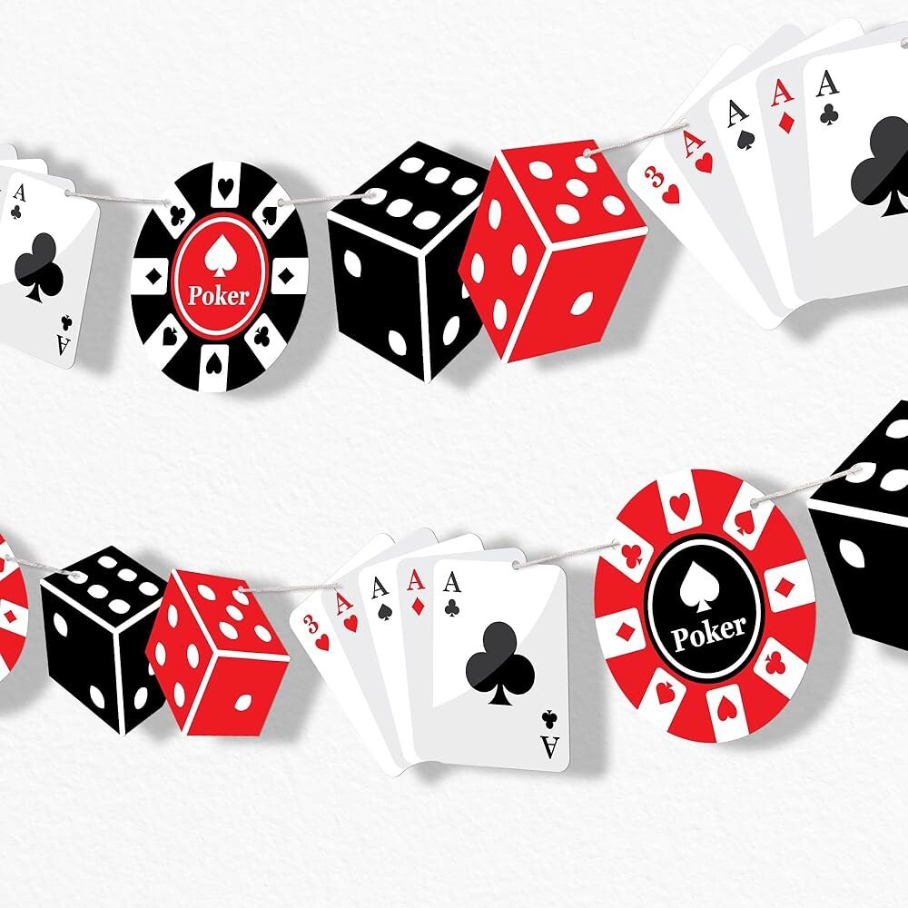 [오늘출발] 빅 닷 오브 해피니스 카지노 테마 갈랜드 배너 라스베이거스 파티 장식 나이트 파티 30피트 코드 15장의