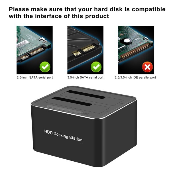 고효율 USB 3.0 SATA 듀얼 슬롯 외장 HDD 도킹 스테이션 SATA 듀얼 HDD 도크 모바일 HDD 인클로저 오프라인