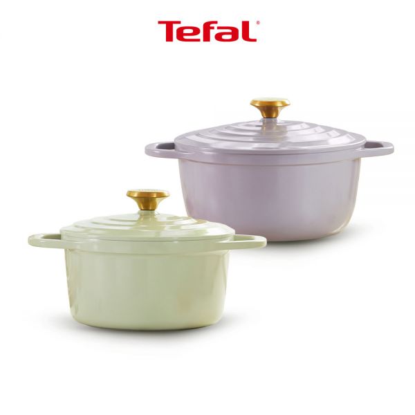 2종세트 테팔 인덕션 세라믹 에어 주물 냄비 세트 페어그린 프렌치라벤더 24cm 솥밥냄비