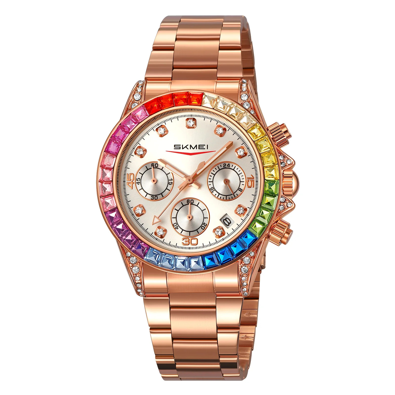 SKMEI 손목시계 세금포함 정품es Movement 여성 디스플레이 쿼츠 Imitation 다이아몬드 라운드 2352 명품시