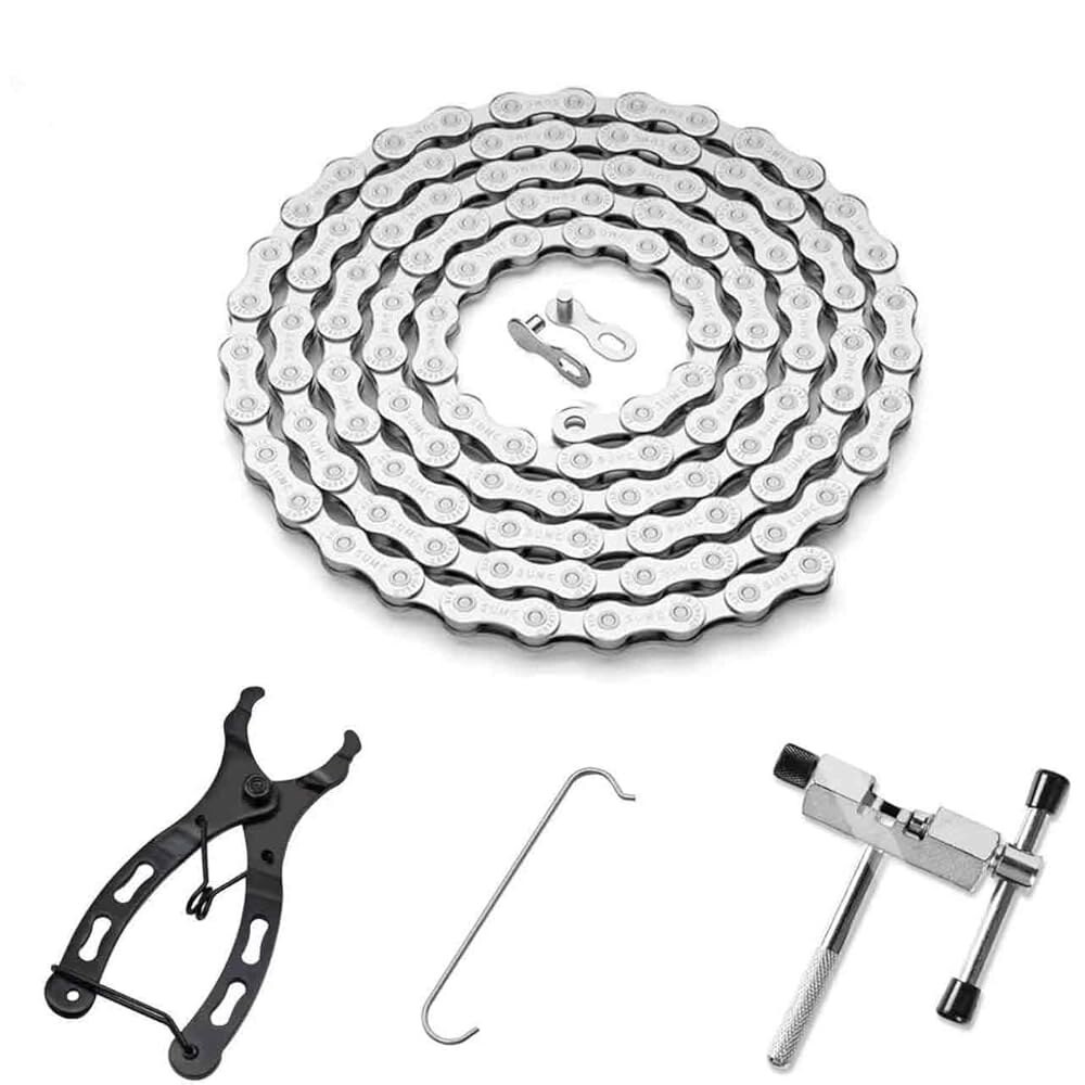 [오늘출발] 로드 바이크 산악 시티 BMX E-바이크(허브 모터)용 자전거 체인 키트 6/7/8 속도 126 링크 퀵 릴리스 버클