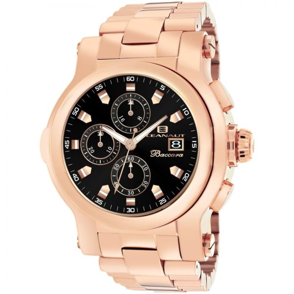 오세아나우트 남성 시계 바카라 XL 블랙 다이얼 로즈 골드 케이스 스틸 브레이슬릿 OC0827