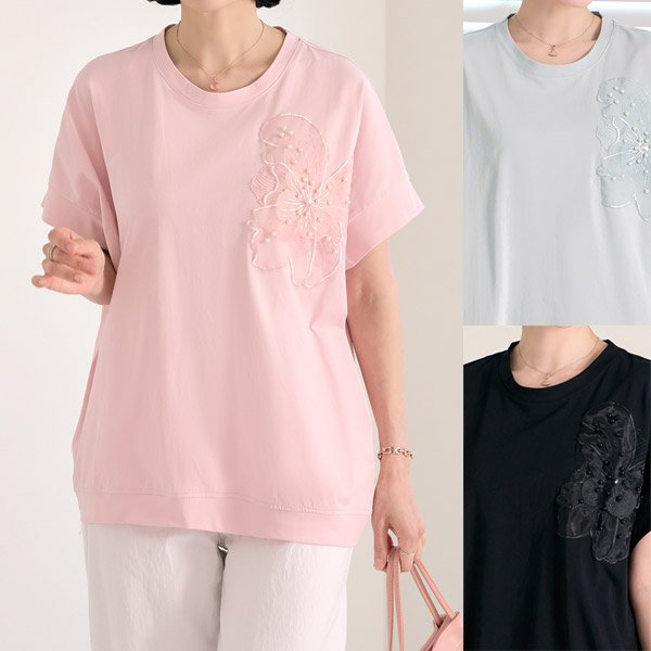 (Rosemom)도호꽃패치가오리면티셔츠_P396639556