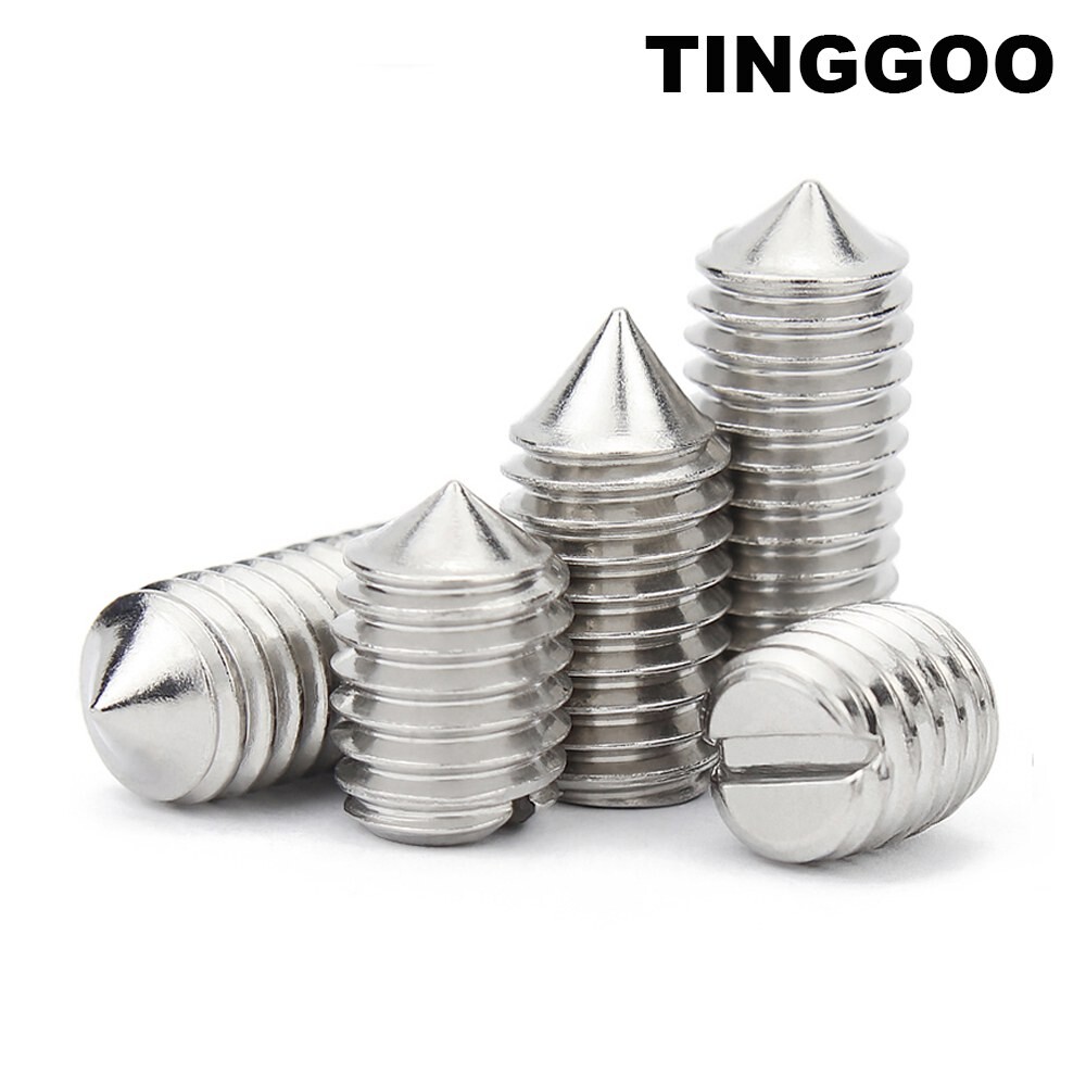 [오늘출발]304 스테인리스 스틸 슬롯 헤드 콘 포인트 테이퍼 헤드리스 그럽 볼트 세트 나사 M1 2 M1 4 M1 6 M2 M2 5