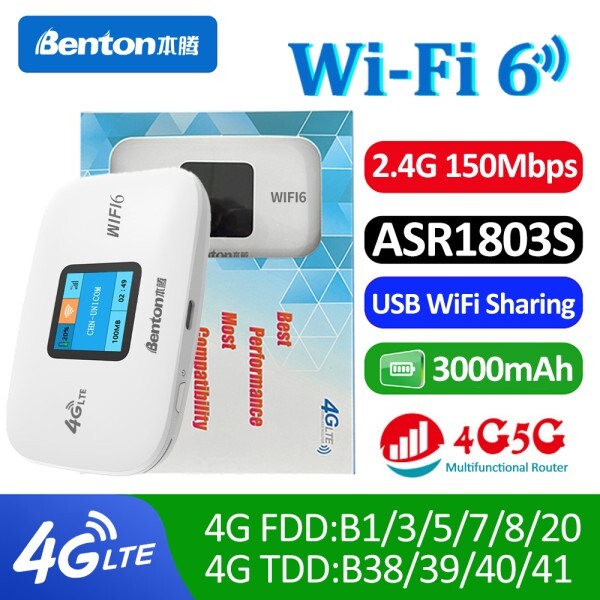 [오늘출발] 벤톤 언락드 MiFi WiFi6 모바일 3G 4G 라우터 (SIM 카드 슬롯 포함) 2.4G 150M 휴대용 여행용 (아시아 유