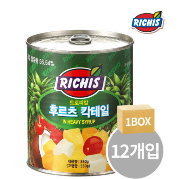 [Polaris Pineapple Cannery][오늘출발] 리치스 한박스 동서 리치스 트로피칼 후르츠 칵테일 850g X 12캔 원산지:필리핀/ 유통기한 26년 04월 제품