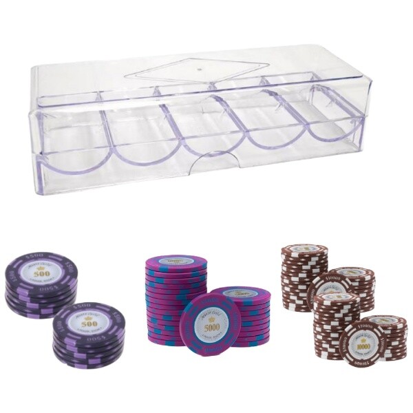 카지노칩 국제규격 마카오 포커칩 100p 아크릴케이스세트
