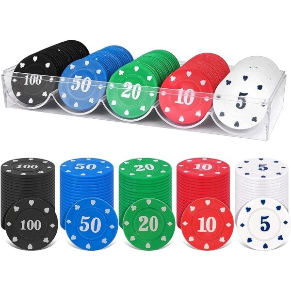 보관함이 있는 린케이 100개 빙고 플라스틱 배우기 텍사스 패밀리 계산 번호가 액면가 포커 토큰 수학