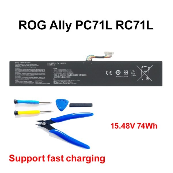 [오늘출발] ASUS ROG ALLYX 세대 게임 콘솔 용 DXT 새로운 C41N2208 RC71L 확장 고용량 74WH 배터리 무료 모든 도구