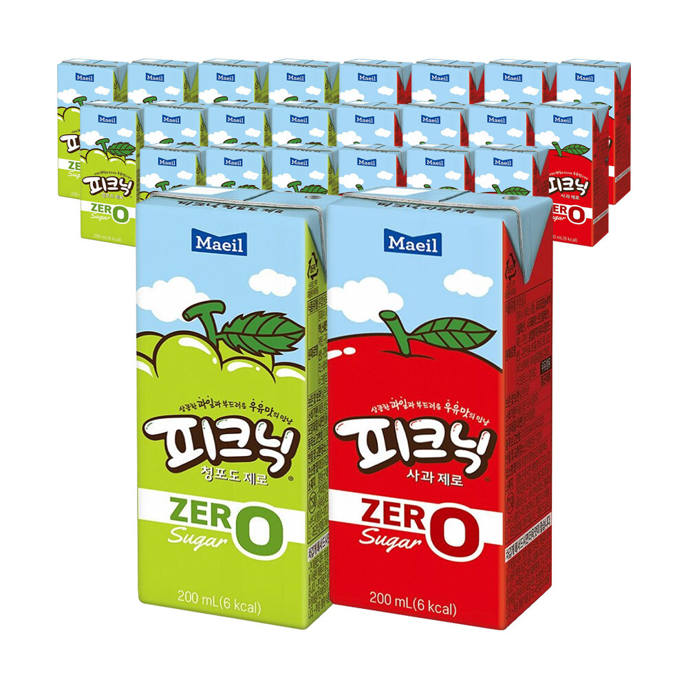 [오늘출발] 매일유업 (혼합)피크닉 제로 사과 200ml 12개 + 청포도 200ml 12개