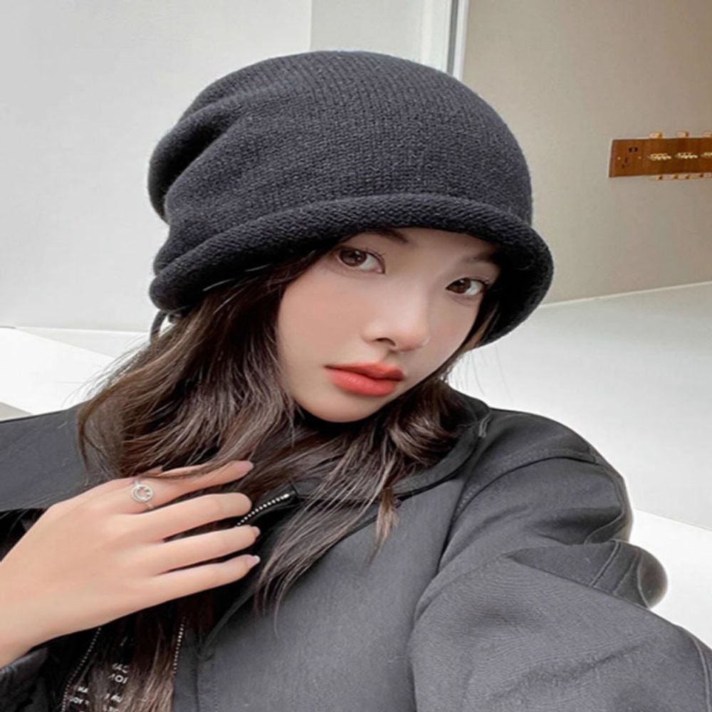 여성 방한모 비니모자 끈 두건 니트원단 조절 11WD4DB46 블랙 베이지