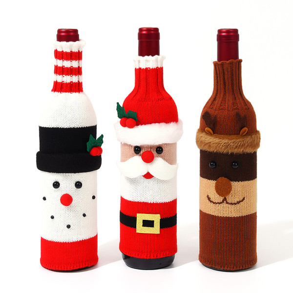 [자동차용품티커벨][오늘출발] 톨른 1+1 크리스마스 산타 니트 와인병 커버 3종 1+1 무료배송 행사 중