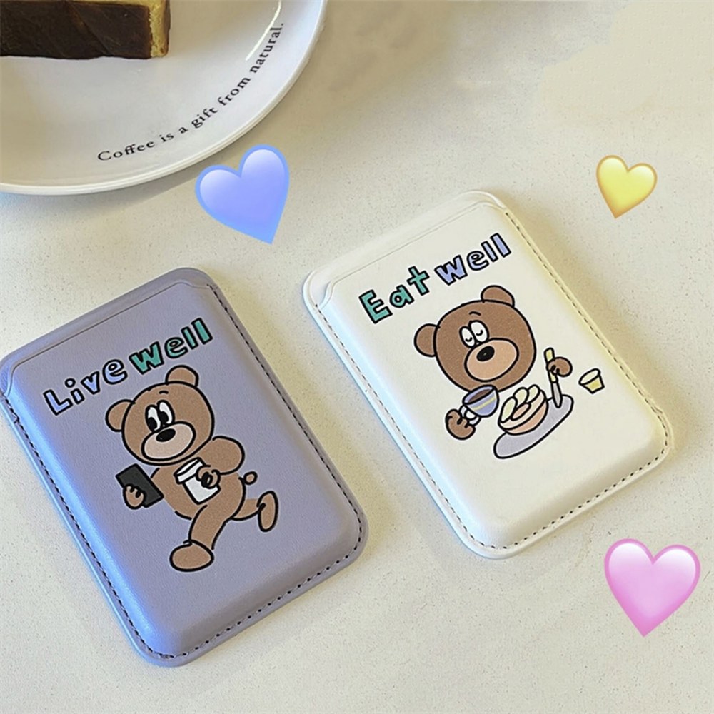 [오늘출발] 슬롯 대한 맥스 한국어 케이스에 만화 Magsafe 아이폰 액세서리 가죽 카드 15 곰 삼성 지갑 프로 14 홀더