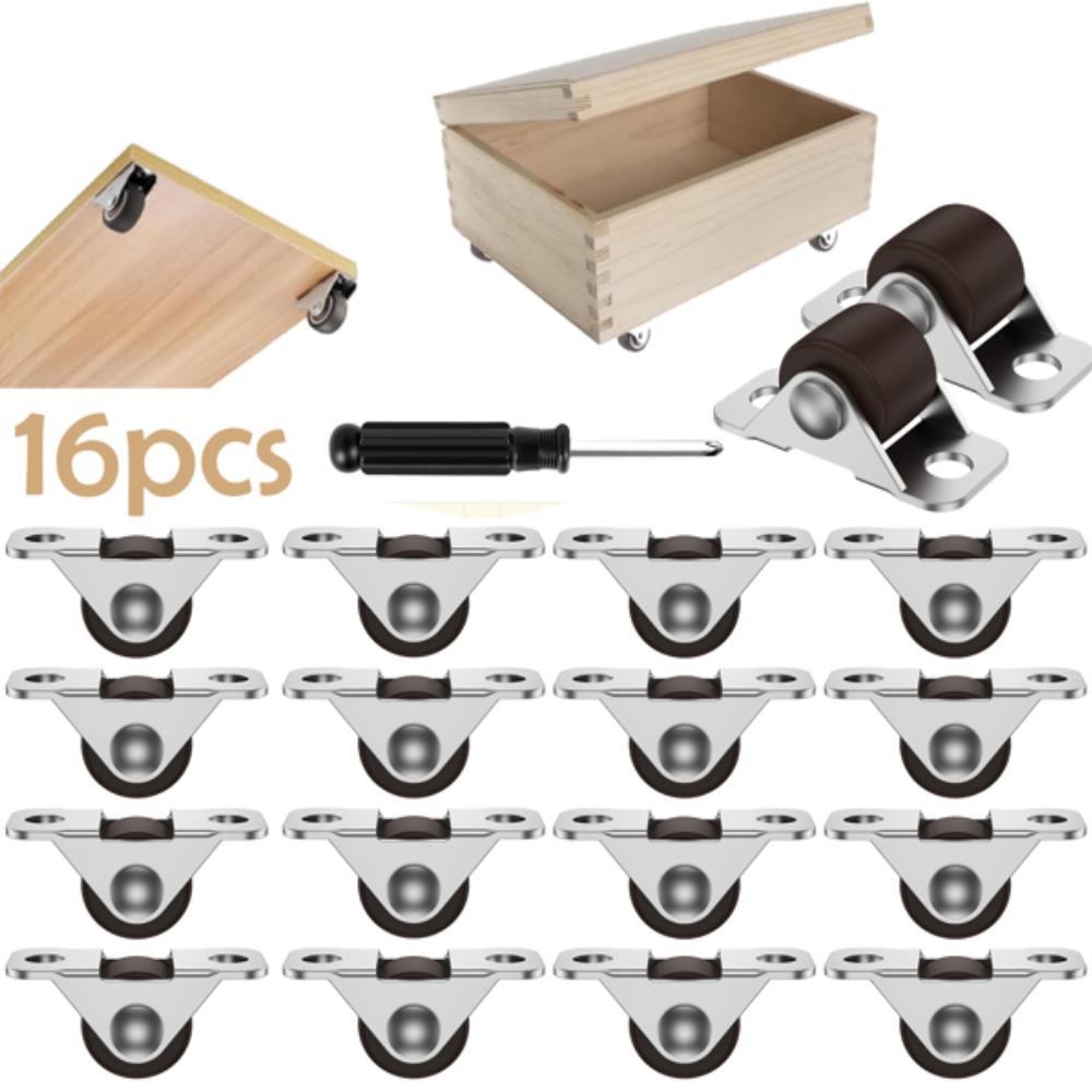 [오늘출발] [호환] 호환  168PCS 0.5인치 소형 캐스터 휠 회전 캐스터 휠 금속 상판 포함 가구용 소형 가전제품용 나사 포함