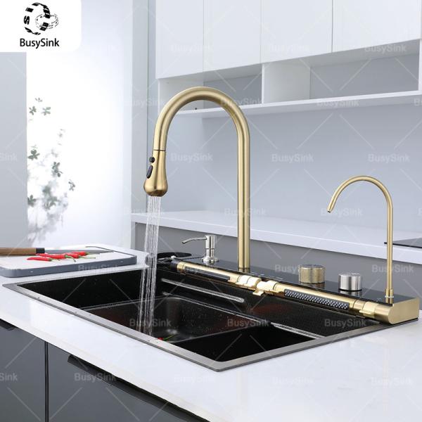 사각싱크볼 씽크볼 교체 골든 스테인리스 스틸 다기능 폭포형 주방 싱크대 대형 단일 슬롯 가정용 채소 및