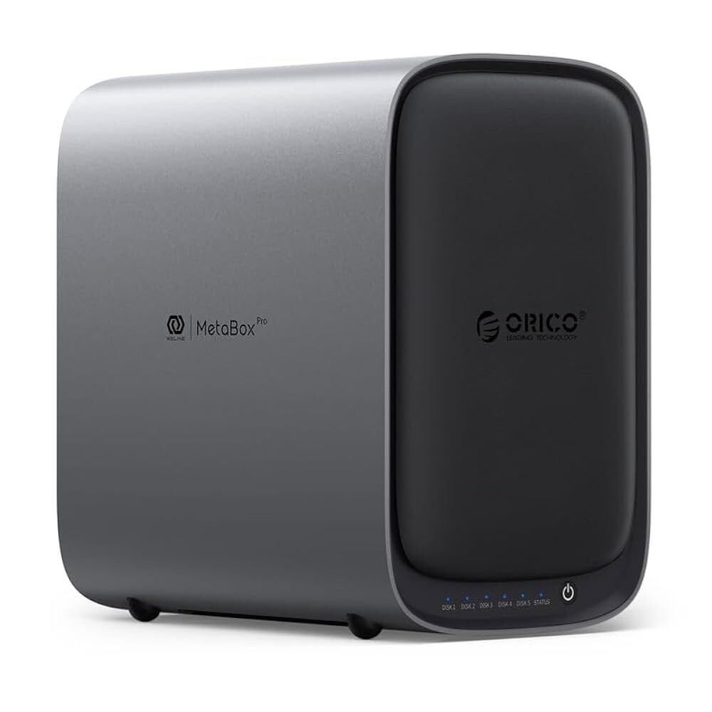 [오늘출발] ORICO HS500 NAS 스토리지 AI 앨범 및 가상 머신 유연한 RAID 설정 5 HDD 슬롯 2  M.2 NVMe SSD 2.5 GbE