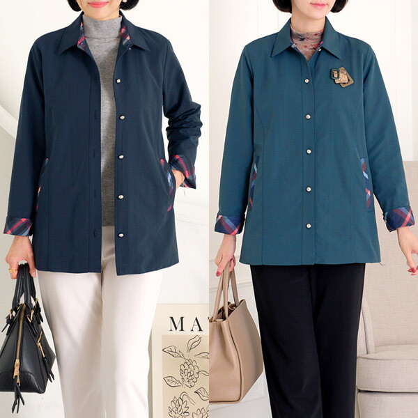 로즈맘 하프클럽/나진체크배색카라자켓