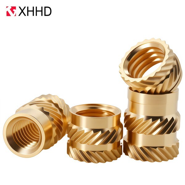 로로구대M2 M3 M4 M5 M6 M8 Brass Heat ert Nut Double Twill Knurled Hot Melt Injection Embed Thread
