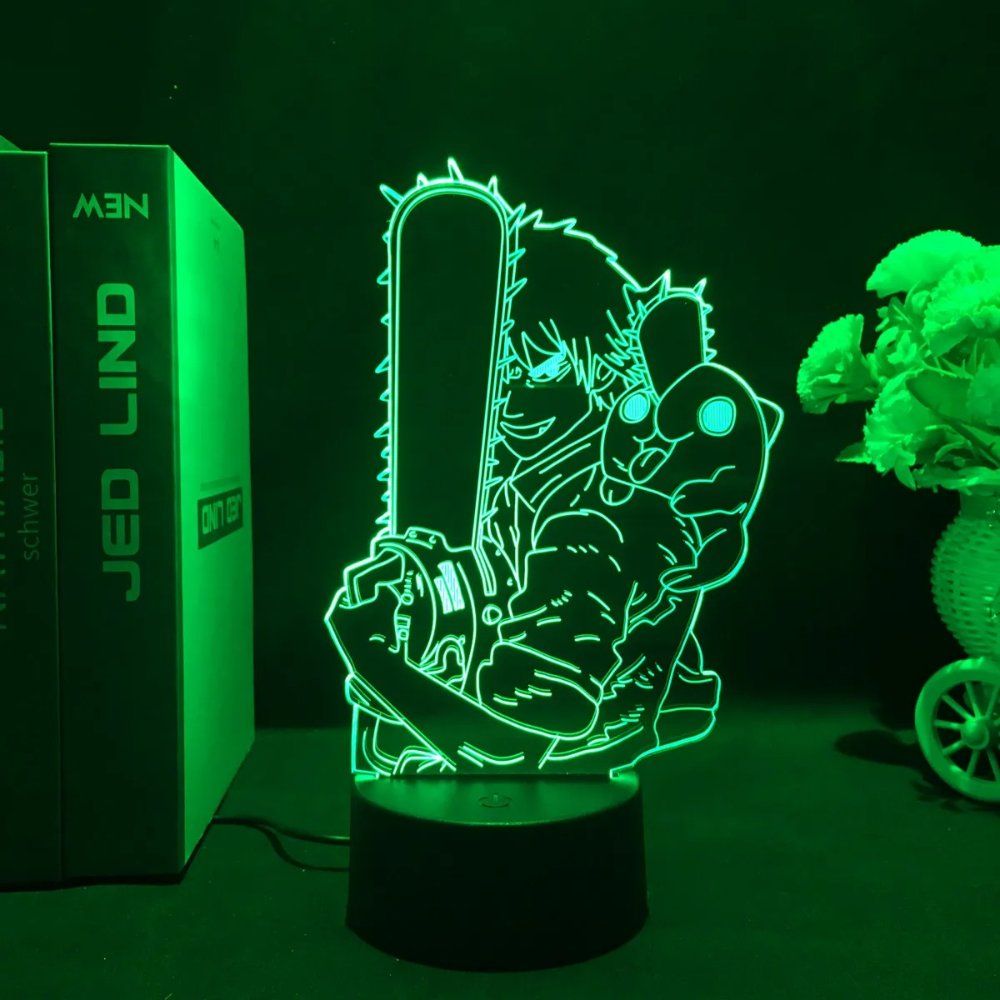 전기톱 맨아크릴 스탠드 덴지 파워 마키마 액션 피규어 침실 장식 야간 조명 생일 선물 YD-4586