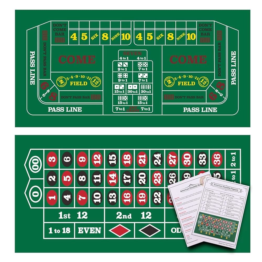 [오늘출발]GSE 게임 및 스포츠 전문가 36인치 x 72인치 양면 카지노 레이아웃 펠트 라스베이거스 스타일 파티용 테이