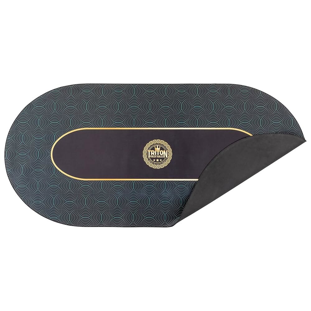 [오늘출발] 트리톤 휴대용 포커 테이블 매트 10인용 블루 - 멀티 스판덱스 패브릭 고무 휴대용 포커 게임 매트 지퍼