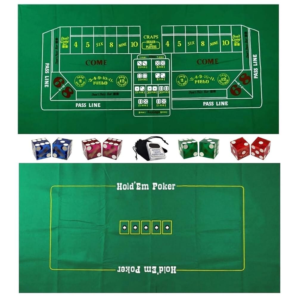 [오늘출발] 크래프 텍사스 홀덤 포커 세트: 양면 펠트 레이아웃 카지노 테이블 플레이 주사위 카드 플러스 보관 파우치