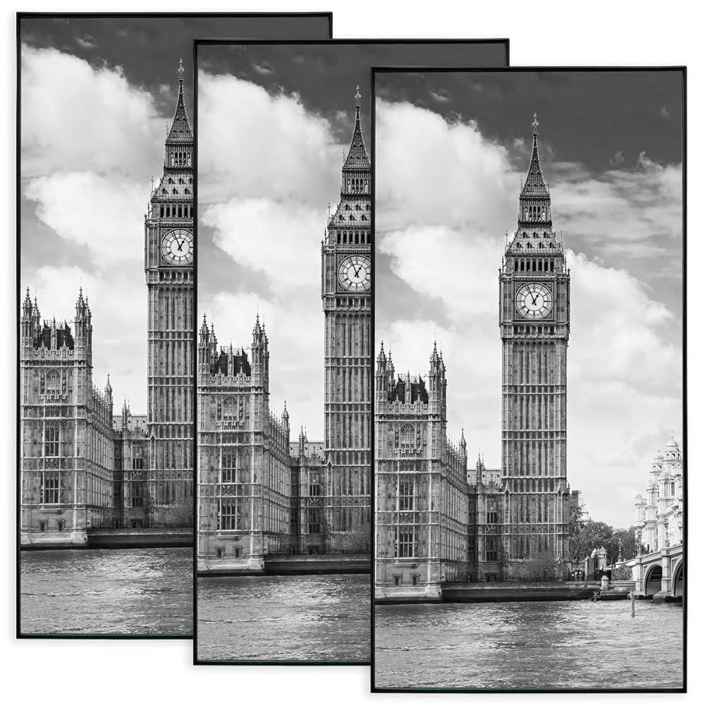 GOmaize 전면 로딩 블랙 사진 프레임 20.3x40.6cm8x16인치 벽 및 테이블 장착 108687