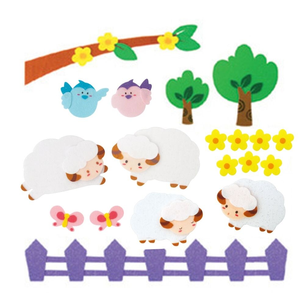 환경꾸미기세트 양가족 봄 환경판 펠트소품/꾸미기펠트/동물기차펠트/동물펠트/동화이야기펠트/밤펠트/백설