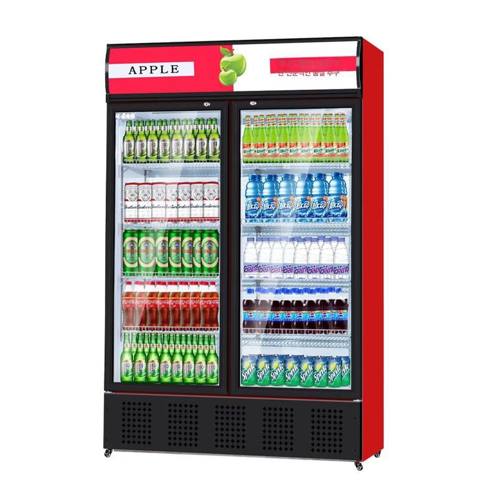 [오늘출발] 업소용쇼케이스 2도어 술진열 술냉장고 블루화이트 풍냉식 900L 양문 12 업소용냉장고