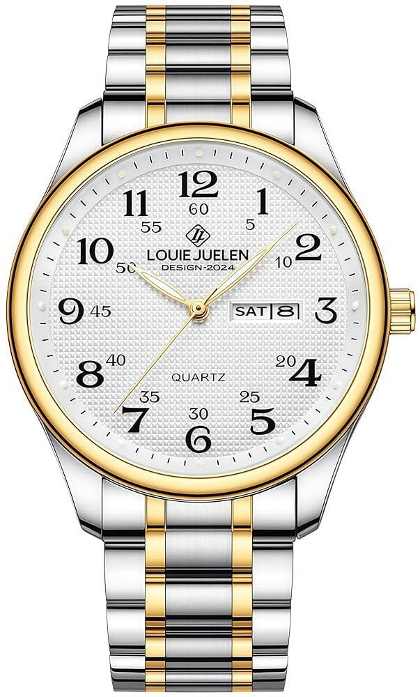 138733 Gosasa 노인을 위한 읽기 쉬운 쿼츠 시계 큰 숫자 달력 30m 방수 루미너스 여성용 남성용 스테