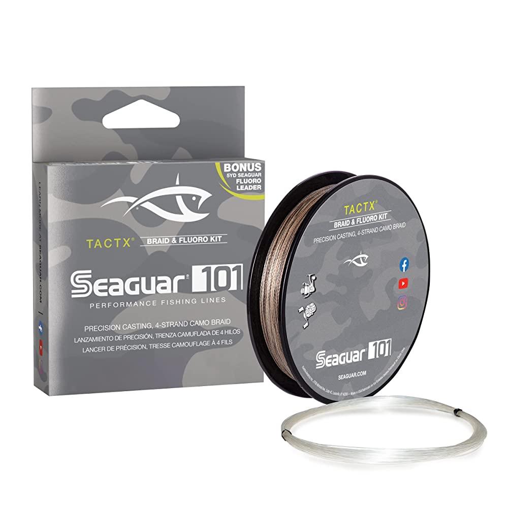 Seaguar 101 TACTX 브레이드 카모 낚싯줄 및 플루오로 키트 무료 2.3kg(5파운드) 리더 포함 - 9.1kg(20파