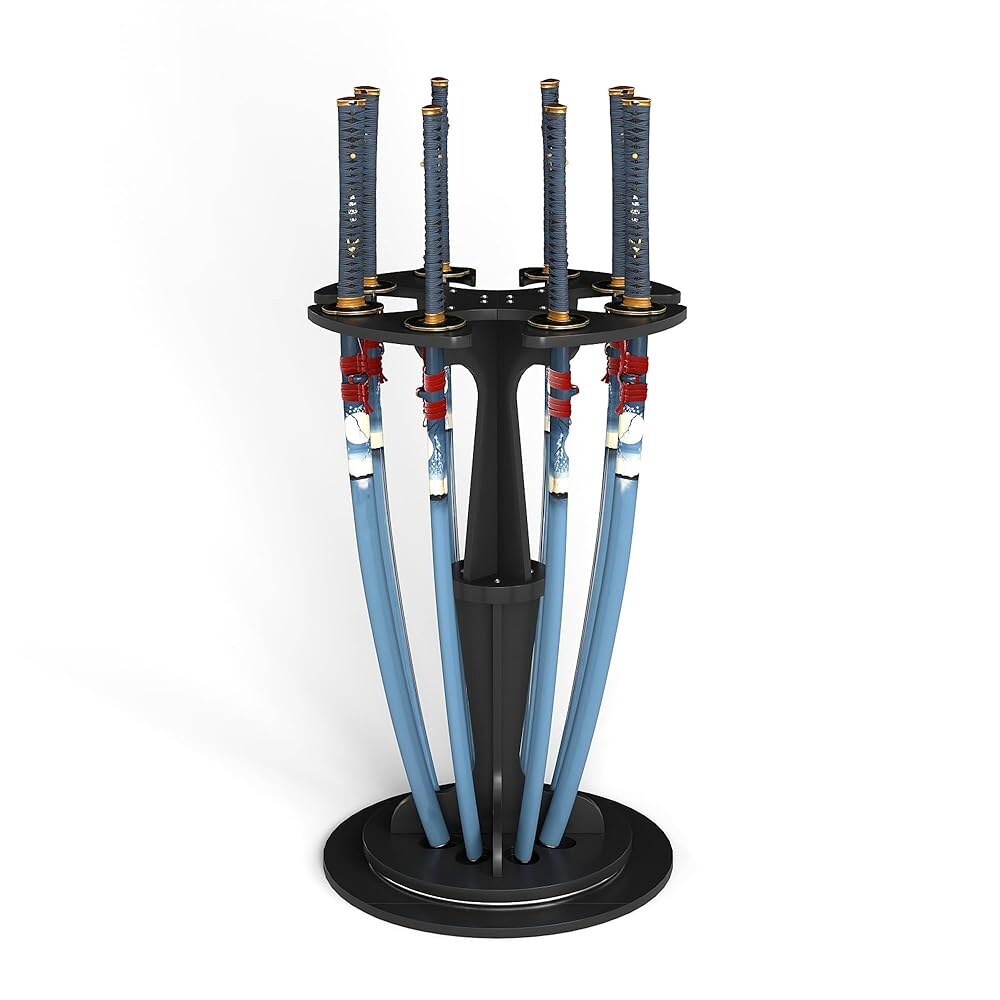 [오늘출발] 8개의 슬롯이 있는 스우이와 나무 검 스탠드 회전식 검 홀더 카타나 디스플레이 스탠드 수직 검