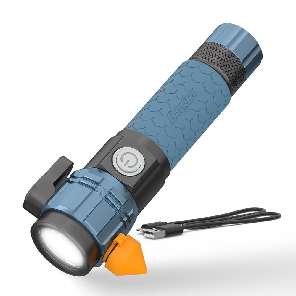 [오늘출발] Energizer A-500 충전식 손전등 자동 안전 안전 벨트 커터 및 유리 브레이커 IPX4 방수 배터리 및 USB