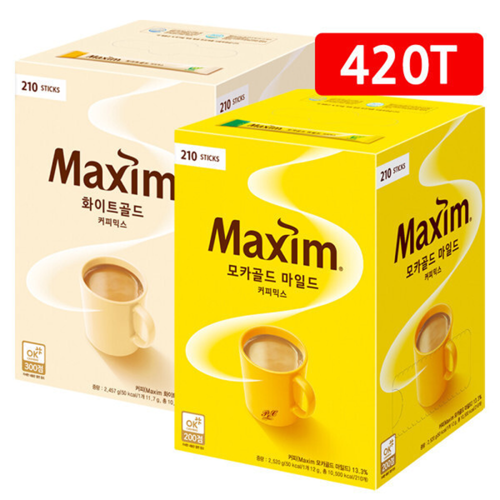 [동서식품]맥심 맥심 커피믹스 모카골드 마일드 210T+맥심 화이트골드 210T