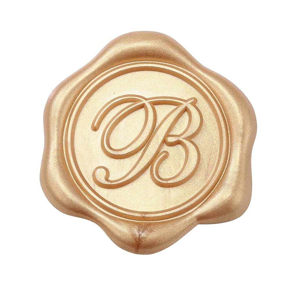 [오늘출발] 결혼식 크리스마스 파티 선물 포장용 Yopion 왁스 씰 스티커 50개의 라이트 골드 이니셜 B 셀프 접착 봉투