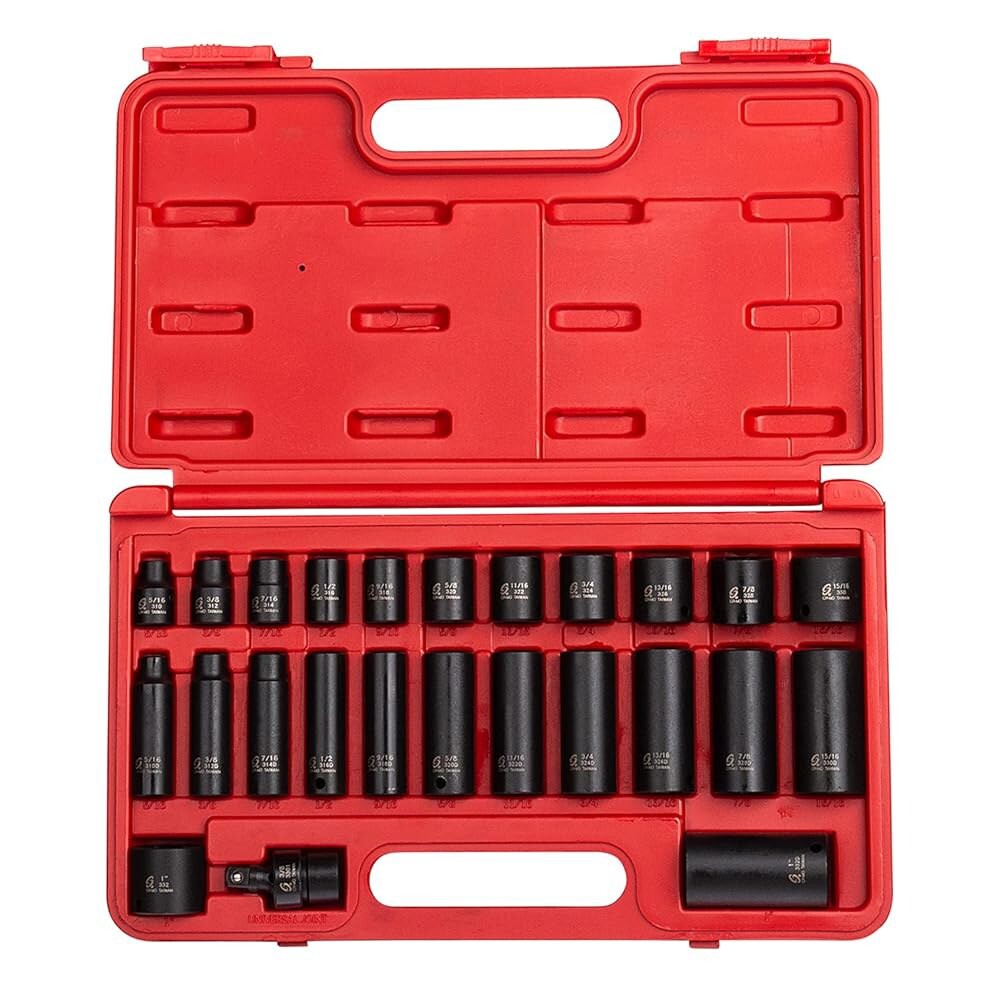 [오늘출발] SUNEX TOOLS 3325 3/8인치 드라이브 SAE 마스터 임팩트 소켓 세트 스탠다드/딥 6포인트 Cr-Mo 5/16인치 -