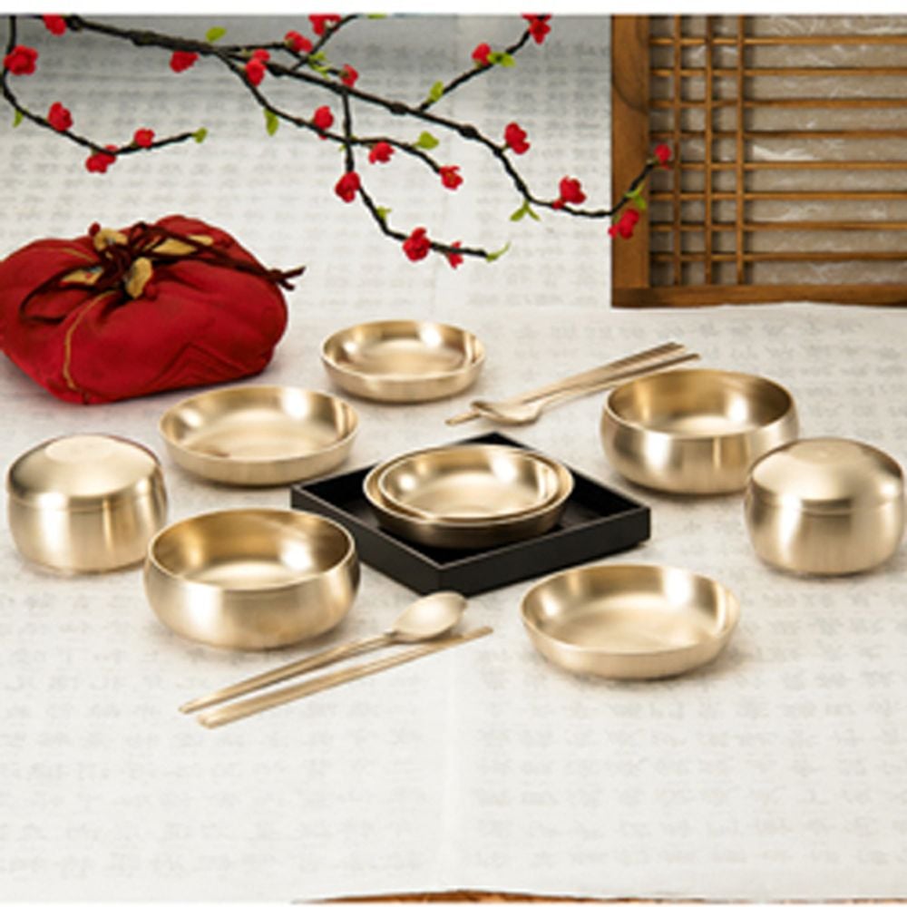 한국유기_생활반상기 세트 D(오목식기2벌과 반찬그릇) 놋그릇 놋그릇세트