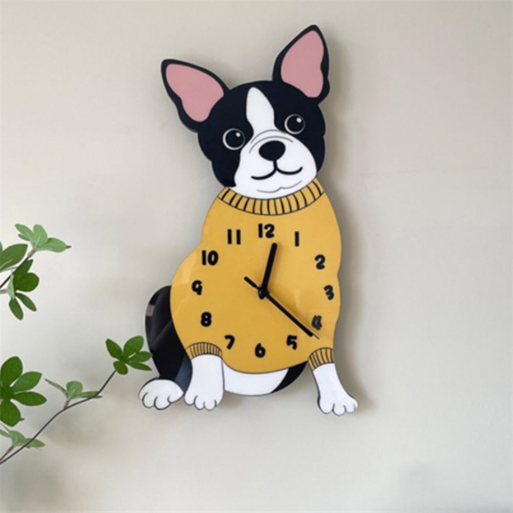 [오늘출발] ELEL 귀여운 프렌치불도그 걸이형 시계 캐릭터시계 벽걸이시계 인테리어소품 강아지장식소품