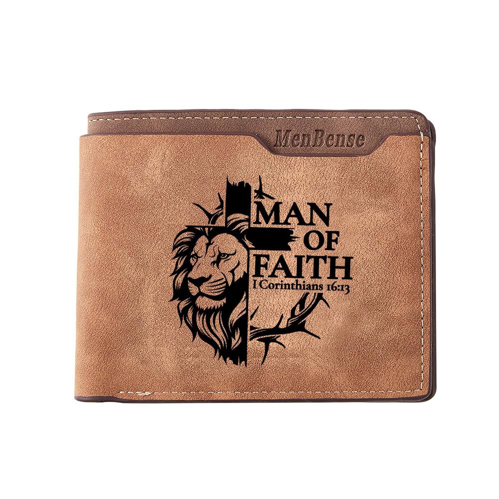 [오늘출발] 카스투 남성용 PU 지갑 여러 개의 있는 Man 각인 ID 패턴이 슬롯 of Faith) 창(Lion 카드