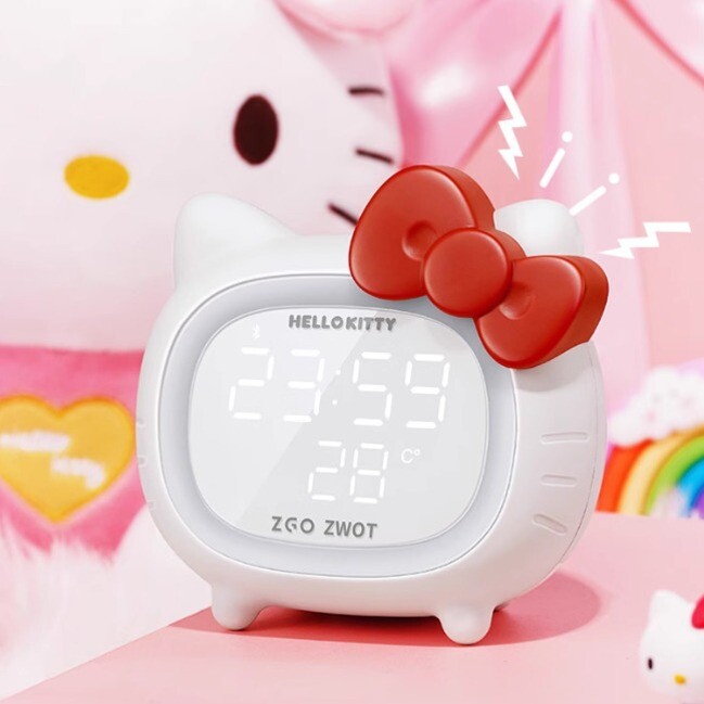 산리오 헬로키티 캐릭터 알람 시계 블루투스 스피커 야간 조명 무드등 탁상 시계 생일 선물