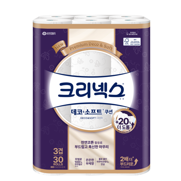 크리넥스 크리넥스 3겹 데코앤소프트 쿠션 30m-30롤