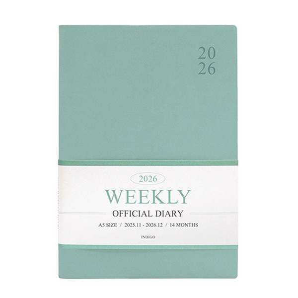 다이어리 2026 위클리 스케줄러 A5 민트 색상 업무용 블록형 플래너