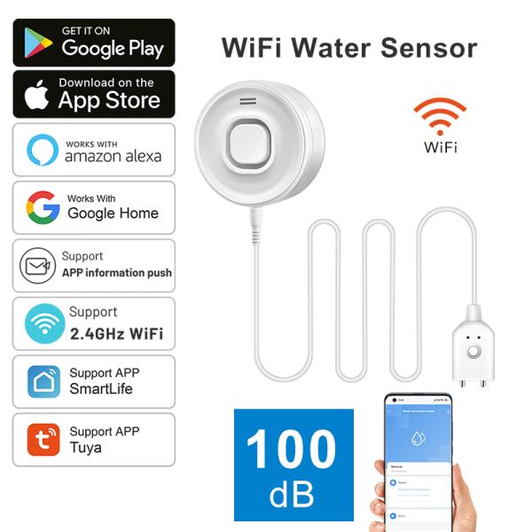DYGSM Tuya WIFI 누수 감지기 수위 센서 100dB 대용량 경보 실시간 APP 경고 가정 안전을위한 쉬운 설정